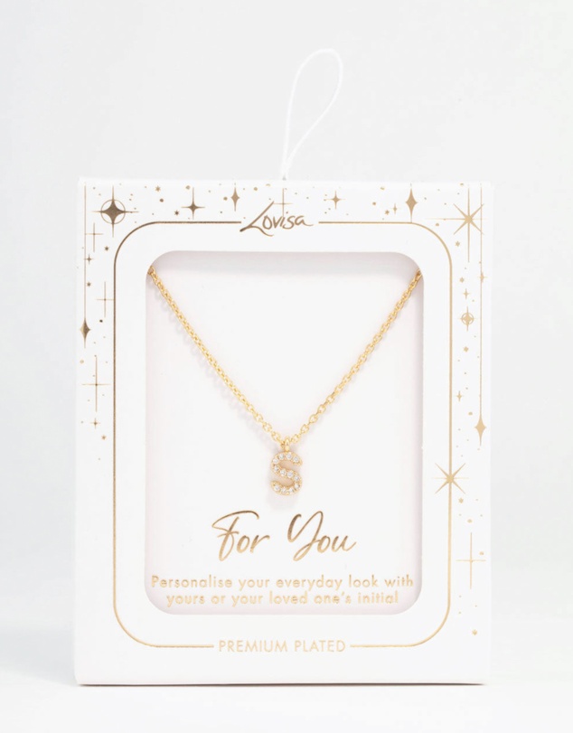 Lovisa - Gold Plated Cubic Zirconia Letter S Necklace