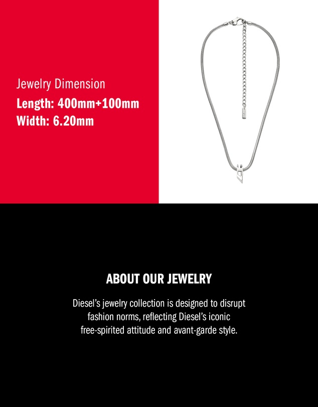 Diesel - D Logo Silver Necklace