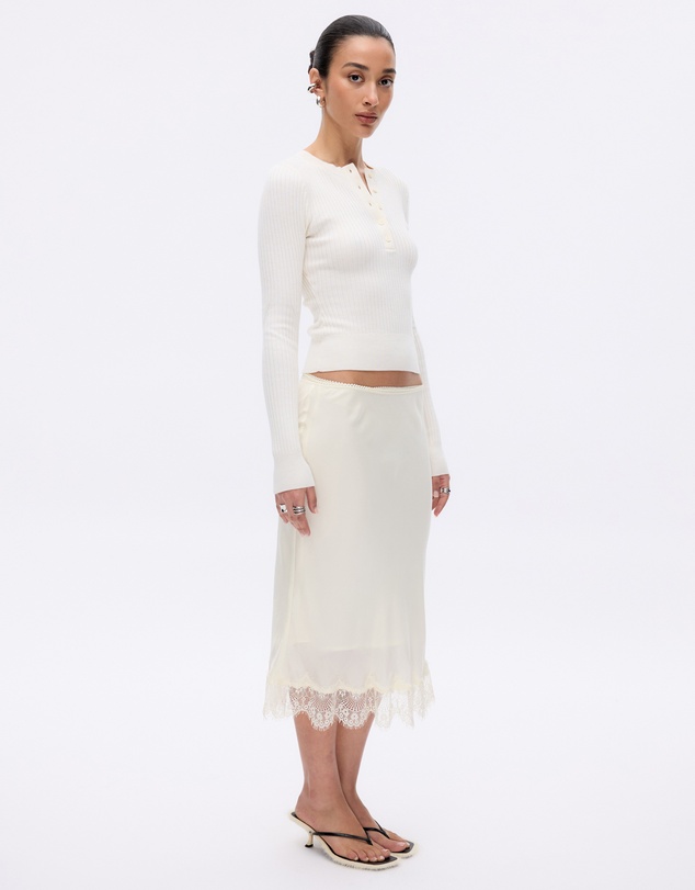 Minima Esenciales - Rosalie Lace Detail Midi Skirt
