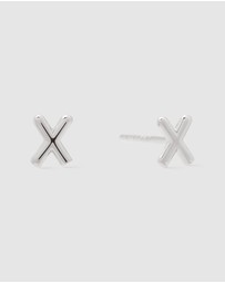 Wanderlust + Co - Alphabet Bubble Silver Stud Earrings - Letter X