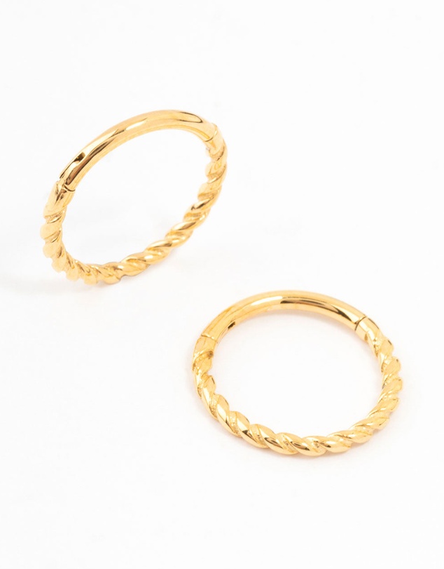 Lovisa - Gold Plated Surgical Steel Rope Sleeper Earrings 10 MM
