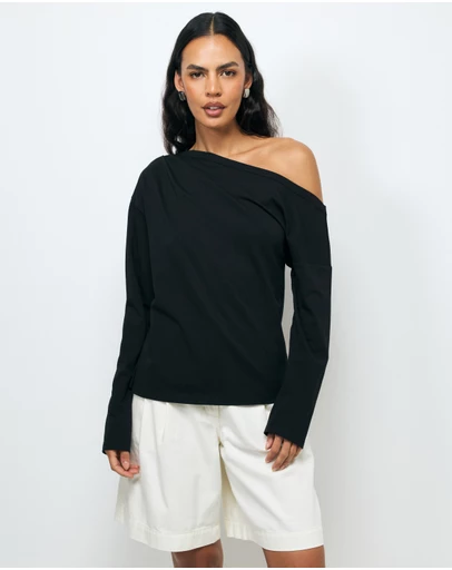 AERE - Caia Off Shoulder Long Sleeve T-Shirt