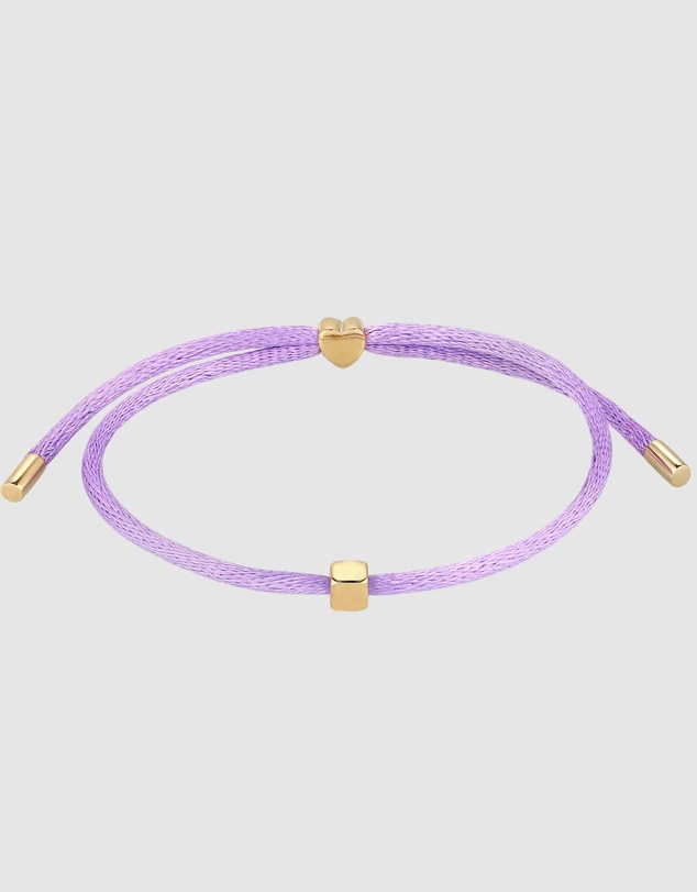 Elli Jewelry - Heart Charm Purple Satin Bracelet