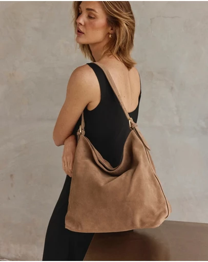 VESTIRSI - Savannah Brown Suede Hobo Bag