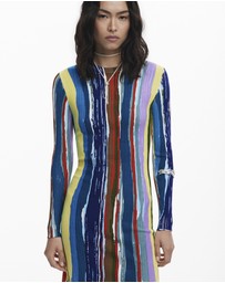 Desigual - Ribbed dress with colored stripes