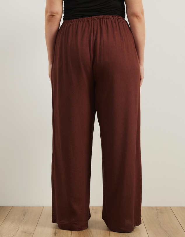 Atmos&Here Curvy - Tenley Wide Leg Drawstring Linen Blend Pants