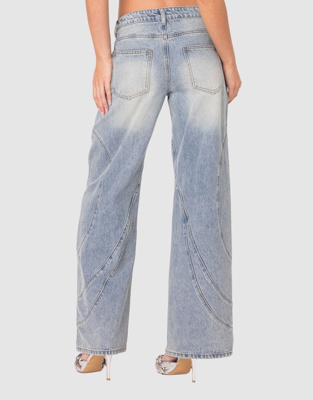 EDIKTED - Oaklynn Stitch Detail Low Rise Jeans