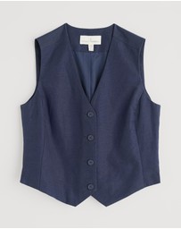 Seasalt - Seasalt Cornwall Navy Erica Linen Blend Waistcoat