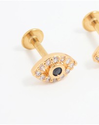 Lovisa - Gold Plated Surgical Steel Evil Eye Flat Back Studs Pair