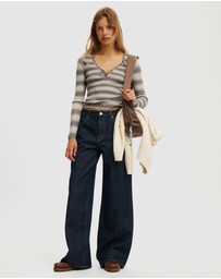 Cotton On - Rib Knit Henley Long Sleeve Top