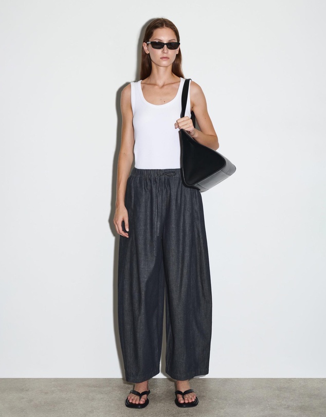 COS - Barrel Leg Denim Drawstring Trousers