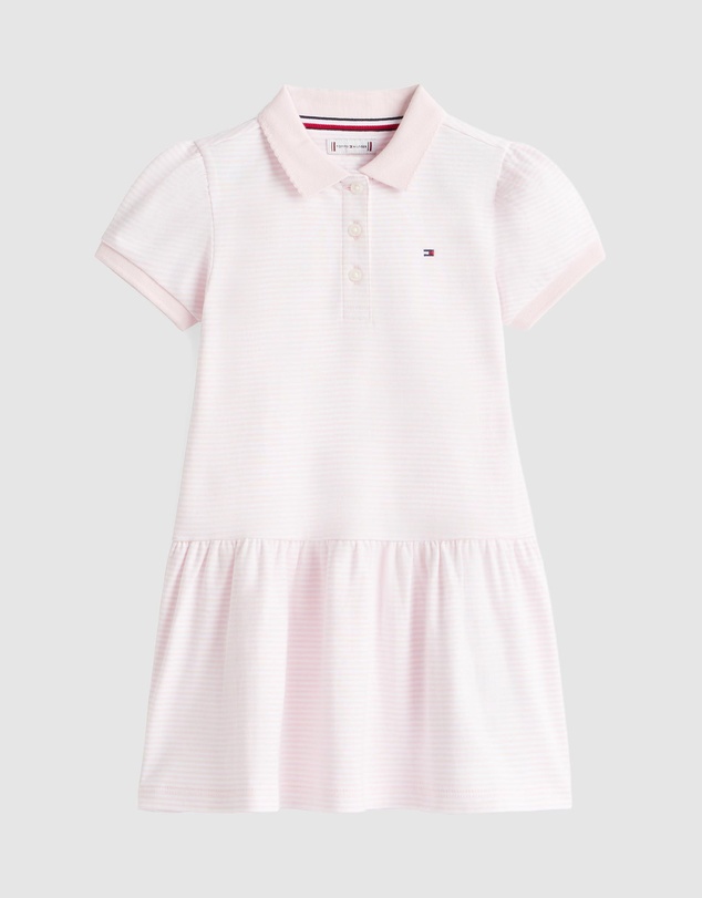 Tommy Hilfiger - Puff Sleeve Dropped Waist Polo Dress - Kids