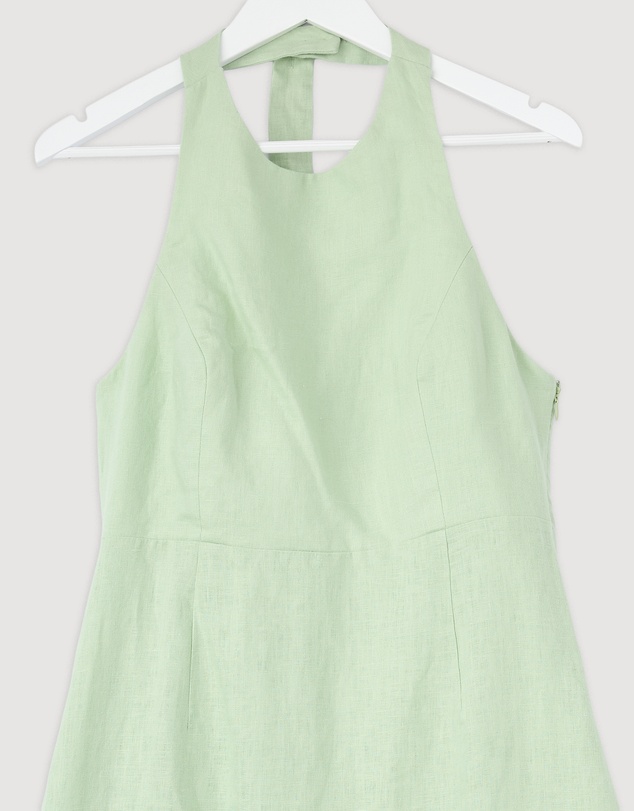Revibe - Repaired AERE Waverly Halter Linen Midi Dress - AU 12