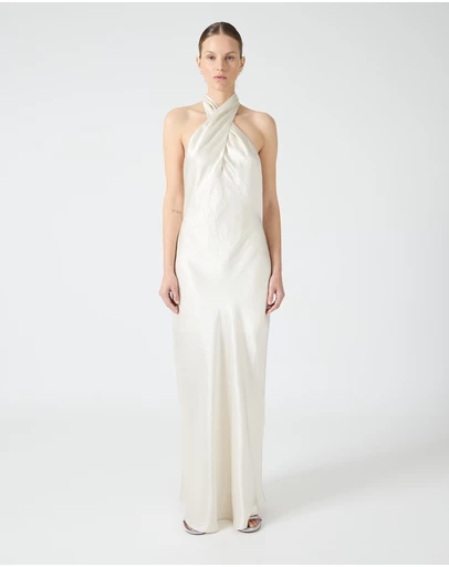 Third Form - Crush Wrap Neck Floor Length