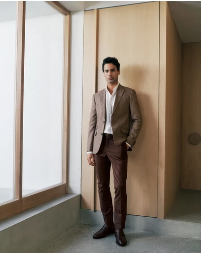 Trenery - Cotton Twill Trouser in Coffee