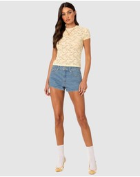 EDIKTED - Kaori Sheer Lace T Shirt