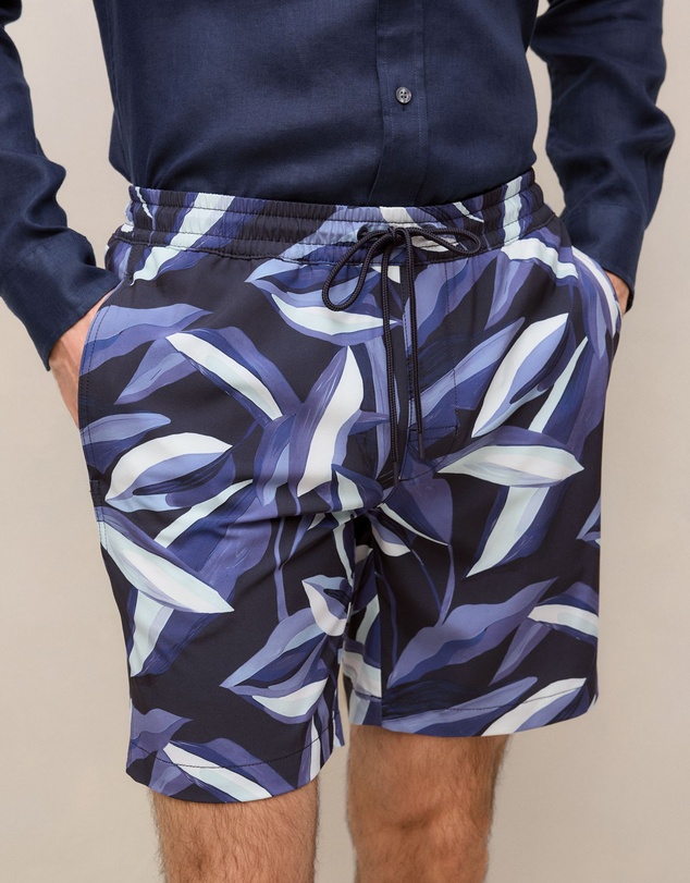Trenery - Painted Leaf Swim Short in Navy