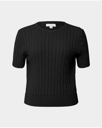 Forcast - Anita Short Sleeve Cable Knit