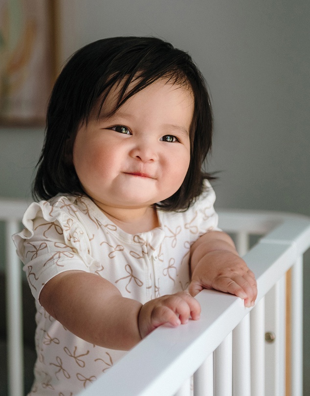 Kynd Baby - Day Or Night Short Sleeve Frill Onesie in Ivory Bow