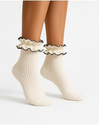 High Heel Jungle - Sheer Frilly Socks