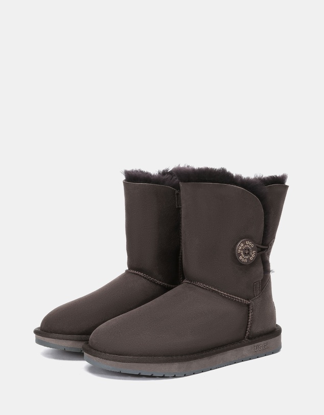 EVERAU - Australian Shepherd Ugg Short Button Sheepskin Upper UGG Boots