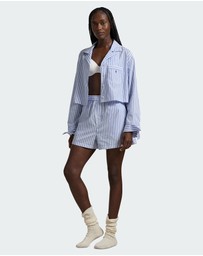 Polo Ralph Lauren - Shirting Stripes Crop Top & Boxer Short Cotton Pyjama Set