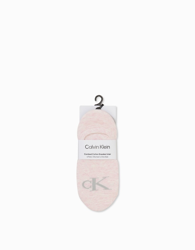 Calvin Klein - Womens 6 Pack Monogram Liner Socks
