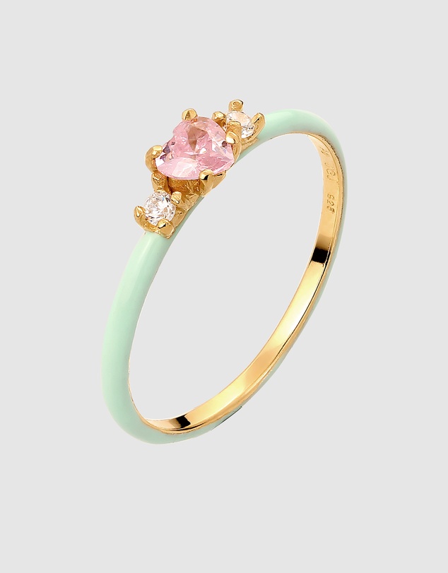 Elli Jewelry - Ring Crystal Heart 925 Sterling Silver Gold-Plated