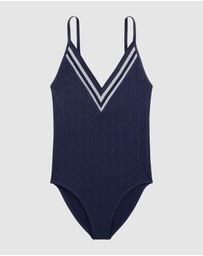 Lauren by Ralph Lauren - Cricket Cable Knit V Neck Lingerie Bodysuit