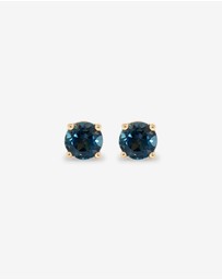 Michael Hill - Round London Blue Topaz Birthstone Stud Earrings in 10kt Yellow Gold