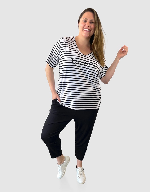 Love Your Wardrobe - LYW & Co Embroidered Stripe Tee