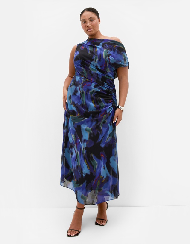 City Chic - Plus size Haze Print Maxi Dress - blue