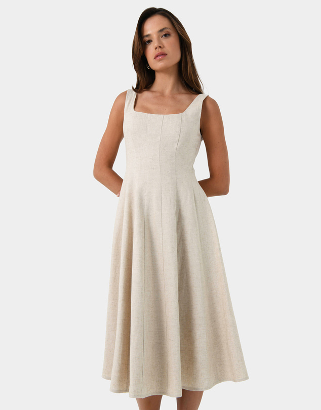 Forcast - Saira Linen Blended A-line Dress