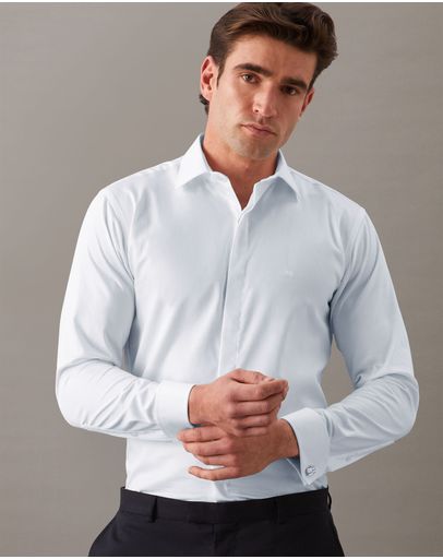 slim fit dress slacks Isaac Mizrahi Men's Slim Fit Spread Collar French Cuff Cotton Solid Dr –  Adam Baker main image 1
