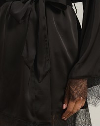Atmos&Here - Pearl Lace Trim Satin Robe