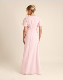 Six Stories - Knot Front Flutter Sleeve Chiffon Bridesmaid Dress