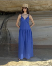 AERE - Bree V Neck Linen Maxi Dress