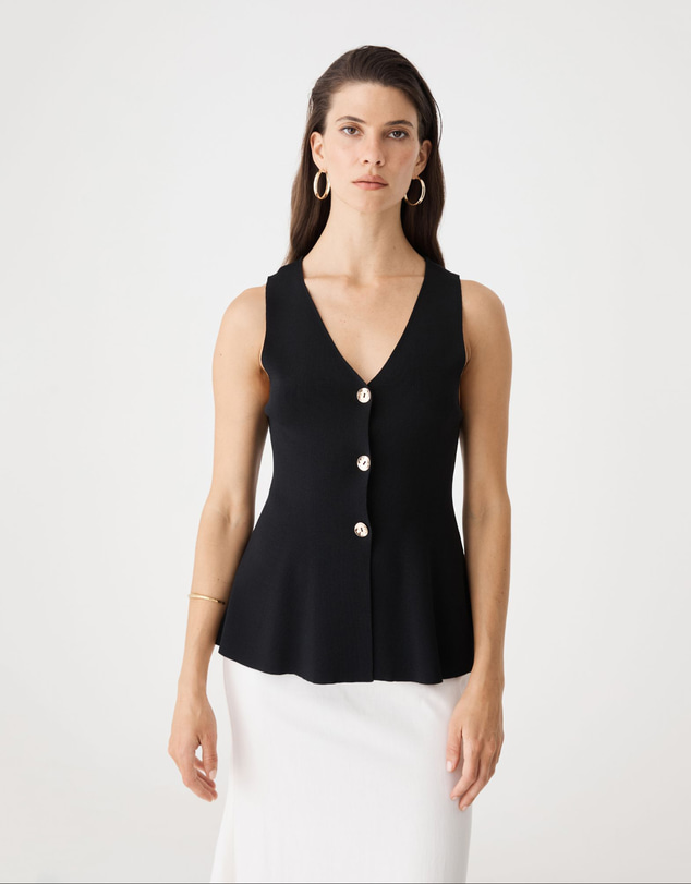 Forcast - Valerie Button Peplum Knit Top
