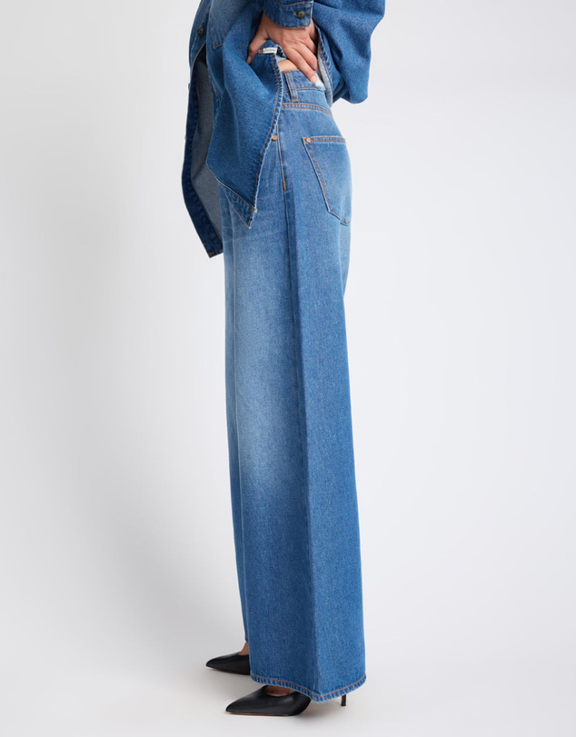 ONE TEASPOON - Love Machines Mid Waist Super Wide Leg Denim Jeans - Pacifica Blue