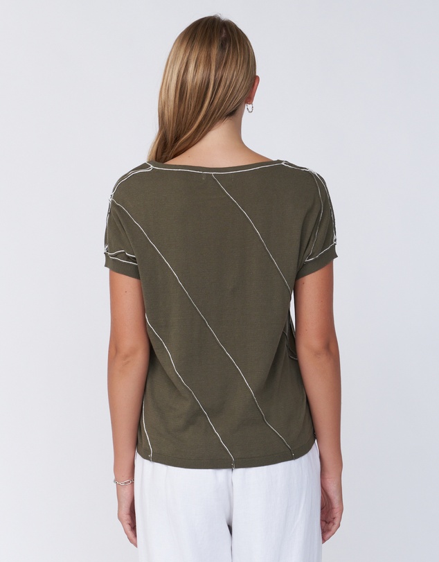 Amelius - Fern Contrast Detail Short Sleeve Knit