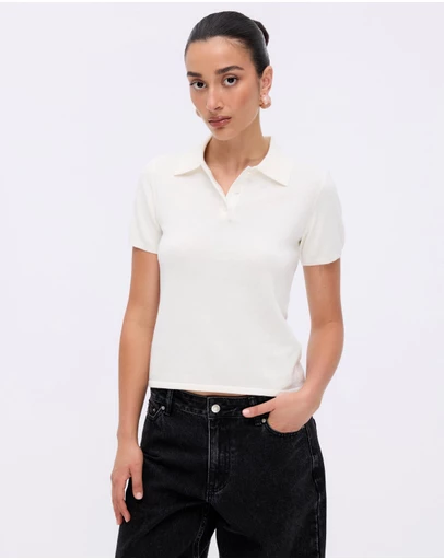Minima Esenciales - Arlen Silk Blend Polo Knit Top