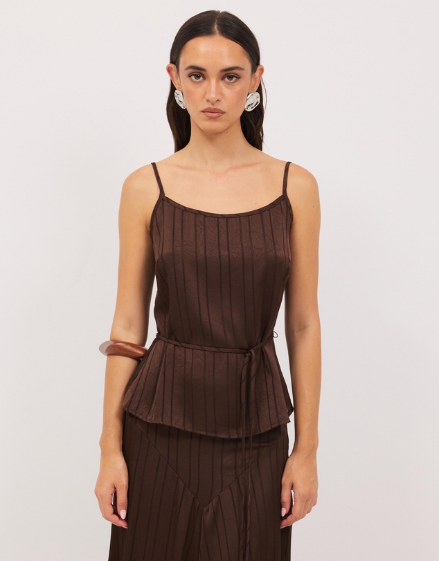 Calli - Sayer Satin Boat Neck Top