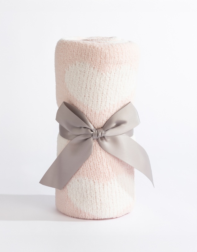 Living Textiles - Chenille Blanket - Pink Hearts