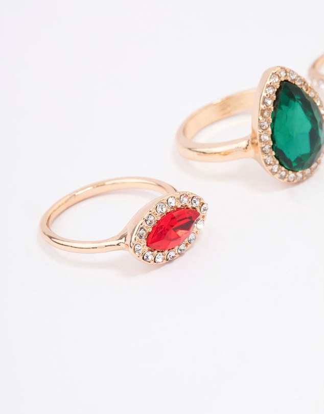 Lovisa - Gold Mixed Shape Halo Cocktail Ring