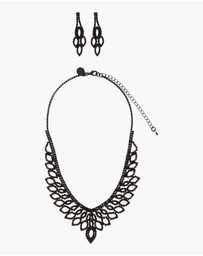 Lovisa - Black Decorative Cup Chain Earrings Necklace Set