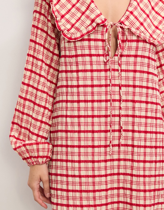 The Fated - Adela Check Collared Mini Dress