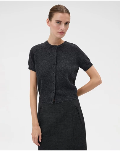 Oroton - Short Sleeve Wool Crew Cardigan
