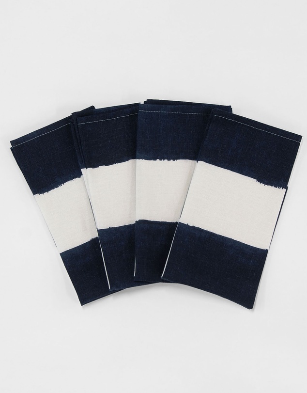 Aura Home - Riviera Stripe Cotton Linen Napkins - Set of 4