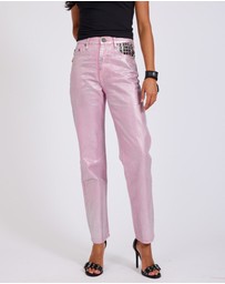 ONE TEASPOON - Pink Envy Foil Awesome Baggies High Waist Jeans