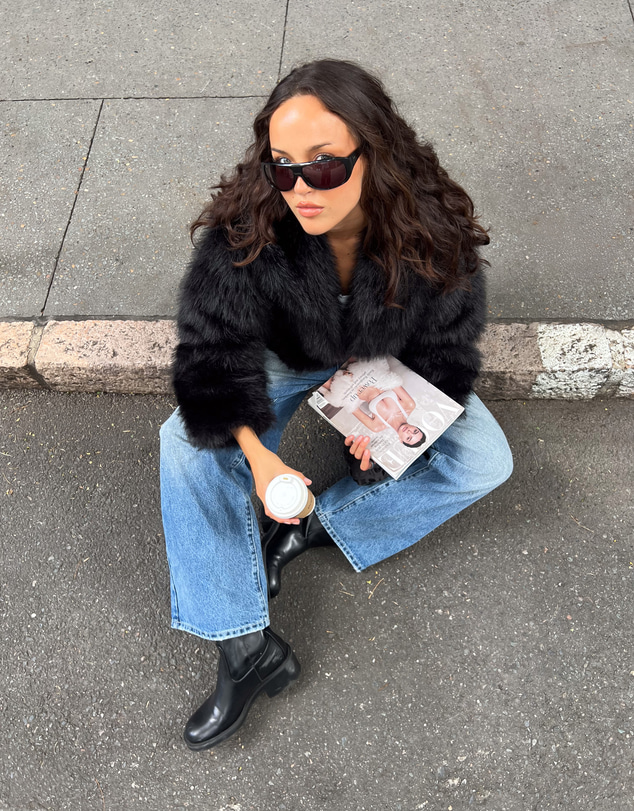 Beginning Boutique - It Girl Black Faux Fur Jacket